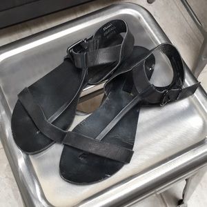 Italian Leather Black Sandals